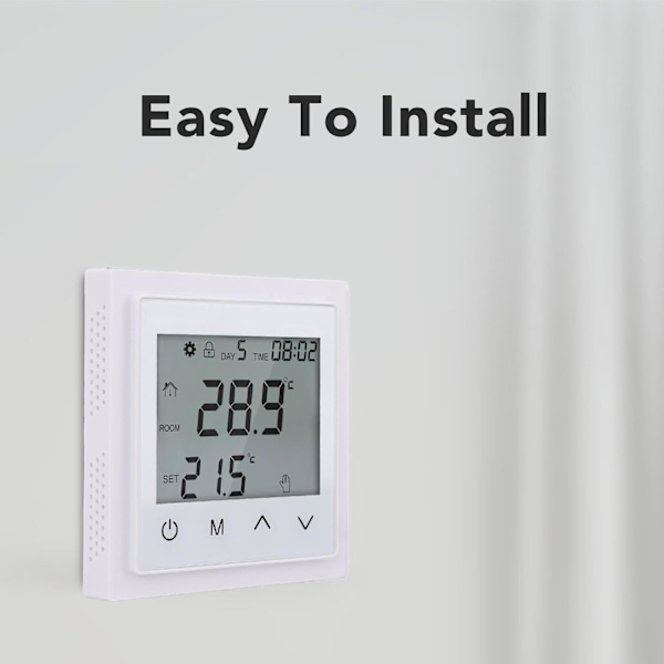 Hemmevarmesystem Termostat LED Touchscreen Termostat Gulvvarme Temperaturregulator Smart Elektrisk Gulvvarme Termostat AC85V2011250 V 16A (hvid) white