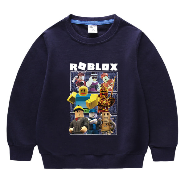 SQBB Roblox tröja i bomull med rund hals - marinblå 130cm