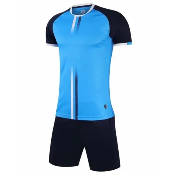 Herr Barn Fotbollströja Kostym Anpassad Kortärmad Sommar Fotbollsträning Uniform Matchande Träningsoverall 2 Delar Skjorta Shorts Set blå blue M