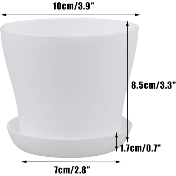 8 kpl pieniä valkoisia muovikasveja 10 cm toimistoon, kotiin, toimistoon tarjottimilla/alustoilla