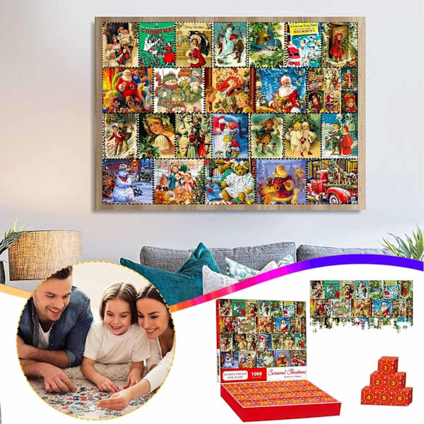 Puslespill Julekalender 2024, 1008 Brikker Juletellingspuslespill for Barn