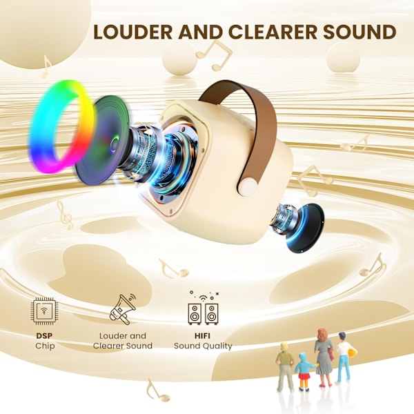 Karaokemaskin för barn (4-12+) - Födelsedagspresent - Beige med 2 mikrofoner Beige 2 Mics