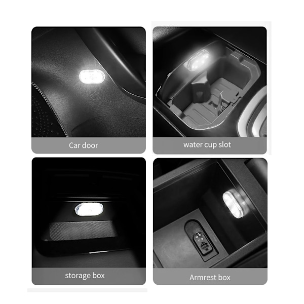 2 st trådlösa LED-billampor med touch-funktion, 5V, 7 färger, justerbar, uppladdningsbar, USB, touch, vit White