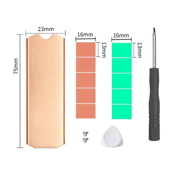 XJ-Copper M.2 Ssd Kylfläns Hårddiskkylare Med Termisk Solid State Disk Radiator 0.5mm För M.2 2280—max