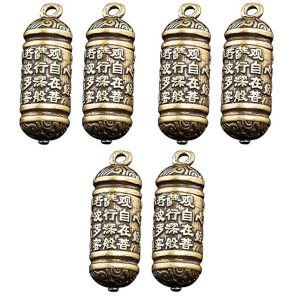 6 st Mässing nyckelring hänge mässing amulett hänge nyckelhållare hängande prydnad
