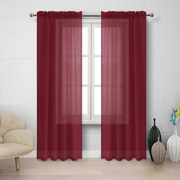 Transparent Fönster Voile Solid Färg Bröllop Glas Voile Hushållsprodukter Lätt Lyx Style Lätt Att Installera Gardiner A8