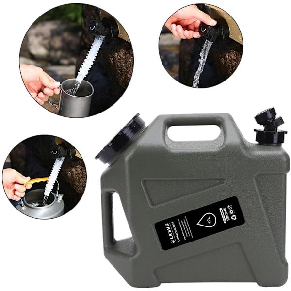 12L Kannettava Veden Säiliö Hanaan ja Puhdistusharjalla, BPA-Vapaa Leirintään Army green
