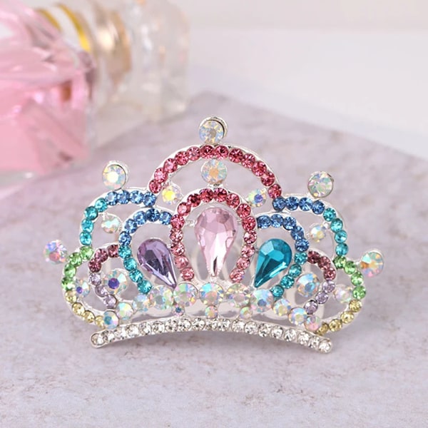 Flickor Barn Hår Smycken Tillbehör Mini Söt Kristall Rhinestone Prinsessan Kronhår Kam Födelsedagsfest Tiaror Hårband 1