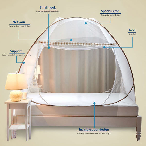Pop Up Sängnätstält med botten, Vikbar Design Sängkapell för 1,2m