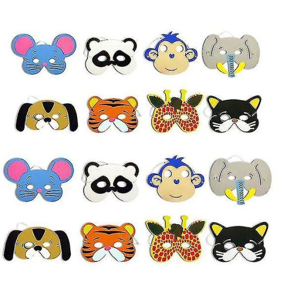 Childrens Animal Foam Masks - Party Bag Fillers, perfekt för prydnadsfester, maskerader, födelsedagsfester, Halloween, jul, möhippor