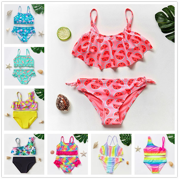 1~14Y Flickbaddräkt Flickbaddräkt Set Bikiniset för barn Biquini Infantil Baddräkt för barn-ST108mix ST300 citron 4-5 år