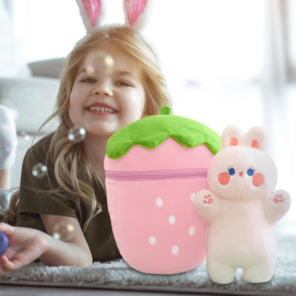 Kawaii mansikkapupu pehmo u2013 käännettävä porkkanatyyny, jänis, pehmolelu pojille ja tytöille Rosa kanin