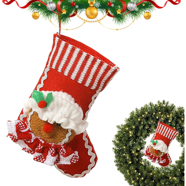 Julstrumpor dekorationer - Julstrumpor presentpåse, Pepparkakor Man julstrumpor Söt öppen spis hänge träd utomhus sovrum julgran sängdörr part Damer