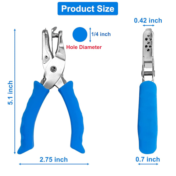 1/4\" Hålslagare, Enhåls Pappersstans med Blått Grepp Blue