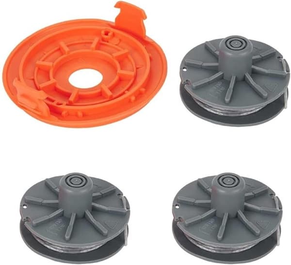 3 erstatningsspoler til gresstrimmer + 1 deksel, ABS- og nylonsnor, 1,6 mm x 6,1 m, kompatibel med Gardena 5307-20