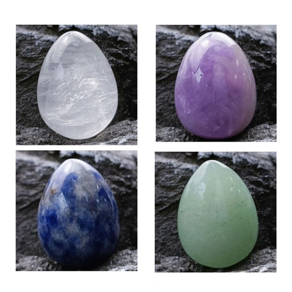 SQBB 7 st Naturkristall Sju Chakran Healing Stones Energiägg Meditationskvarts null - Träask presentask