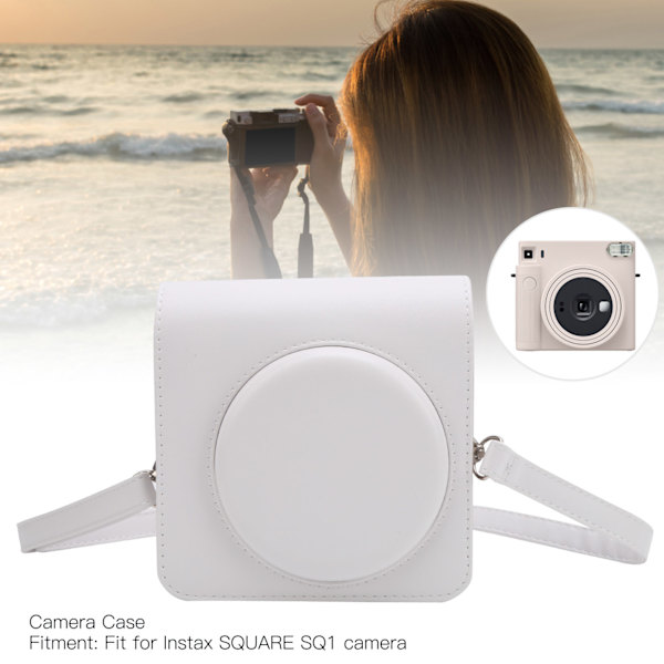 Kotelo PU-nahkainen olkahihna kamerakotelo sopii Instax SQUARE SQ1-valkoiseen