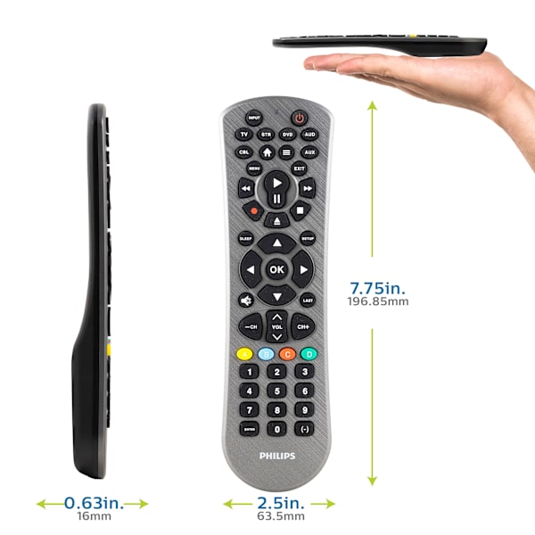 6-enhets universell TV-fjärrkontroll i borstad grafit, SRP6229G/27