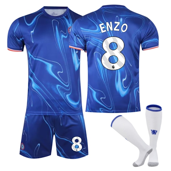 Chelsea Hemma Barnfotbollströja 2024-2025 Hemmaplan Enzo Nr 8 - Strumpor M No. 8 - Socks M