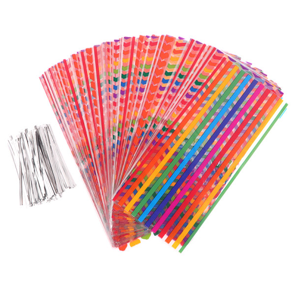 120st Rainbow Stripes Godispåsar OPP cellofanpåsar Gift S