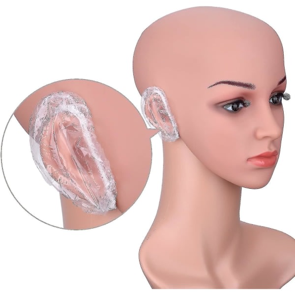 100-pack klara engångshörselkåpor Vattentäta hörselkåpor för hårfärgning duschbad