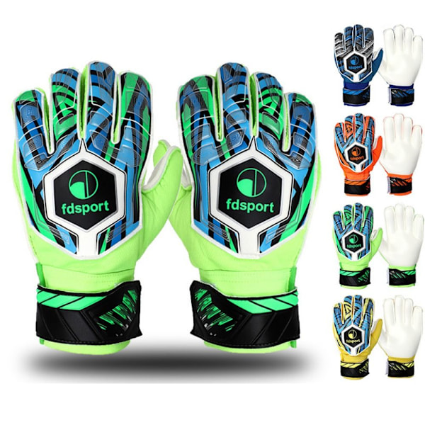 1 Par Professionelle Målmandshandsker Børn Fodbold Latex Fortykket Handsker Fodboldmålmand Skridsikre Handsker Grøn Green Green 10