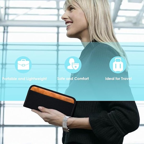 Passfodral (svart), förvaringsfodral för familjepass, reseorganisatör, hållbart fodral med RFID-blockerare, män, kvinnor, grå