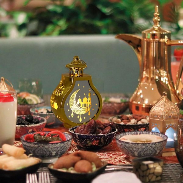 Ramadan Mubarak Dekorativa Lyktor - LED-lampor för Hem & Festdekoration (1/2/4 st) x gold