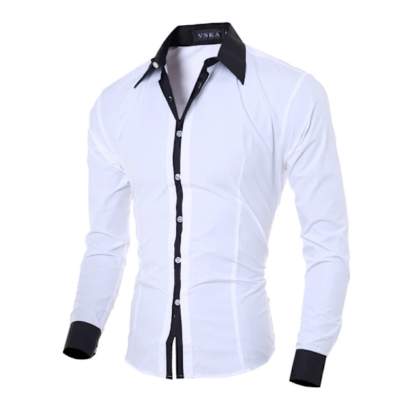 Stripete skjorter for menn Langarmede Slim Fit Hvite Sosiale skjorter Casual for menn Business Camisa Masculina Chemise julskjorte 1028-Grå M