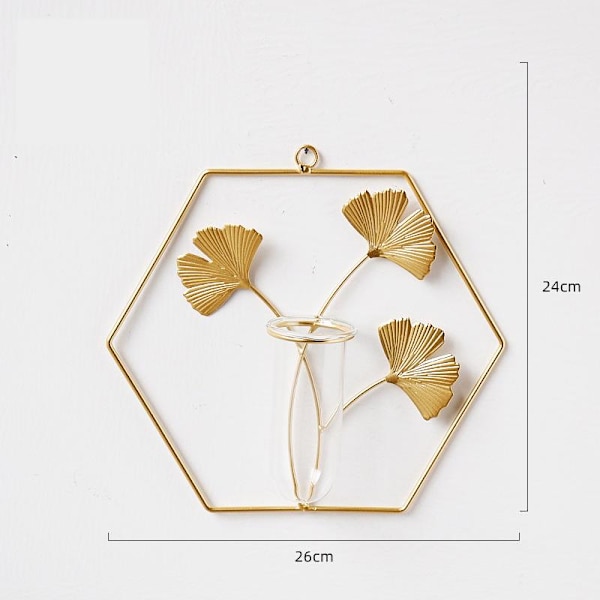 Hydroponisk Vas Vägghängande Hem Vardagsrum Bakgrund Väggdekoration Gyllene -26*7*24cm Hexagon,
