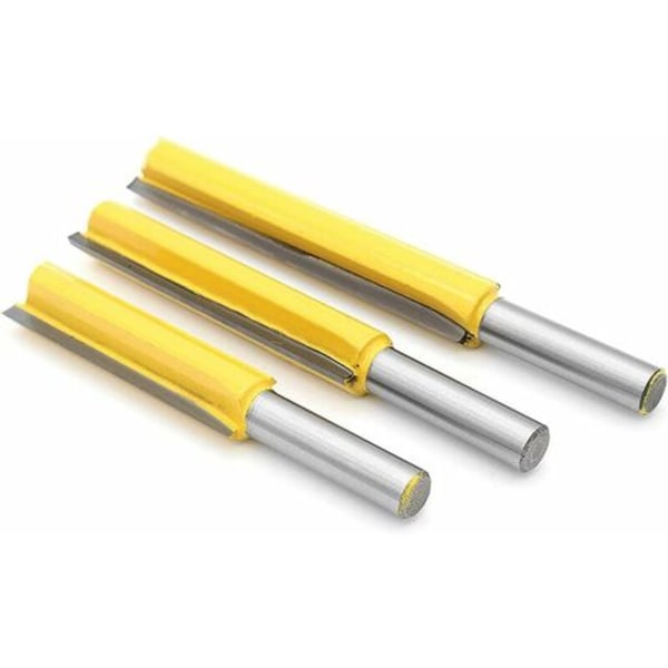 3 stk 8 mm skaft ekstra lange forsinkningsfreser, trebearbeidingsfreser ekstra lange kuttere med rett ende 8mm*1/2\"*50.8mm,