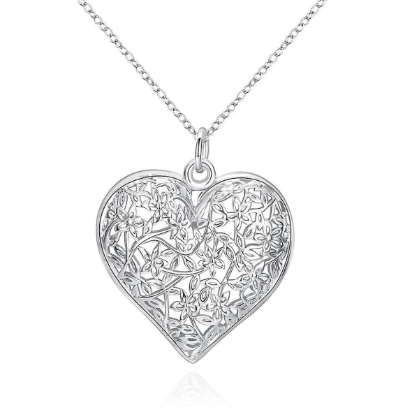 Nya modeaccessoarer 925 smycken sterling silver blomma hjärta hängsmycke för kvinnor flicka gåva