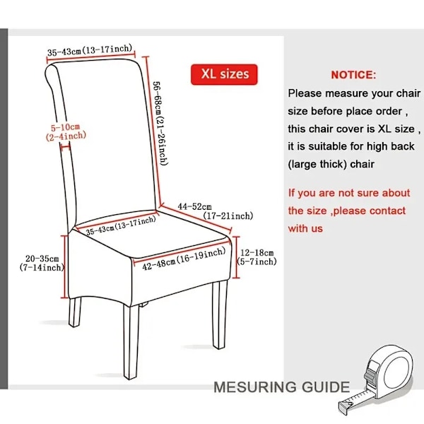 Cover XL størrelse Lang rygg Stolovertrekk Ensfargede stolovertrekk Vaskbart beskyttelse for stoler for spisestue hjemme Rød 1PC