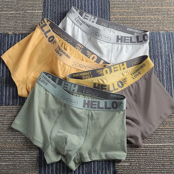 5 stk. Herreunderbukser Mænd Boxer Sexede Underbukser Komfortable Åndbare Mode Drenge Trusser Underbukser Boxershorts Herr 2PCS-Mix-03 Yellow XXXL-75-90kg