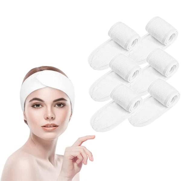 6 st Spa ansiktsband, sminkhuvudinpackningar för kvinnor, justerbart hudvårdshårband för att tvätta ansikte, bad, sport och yoga