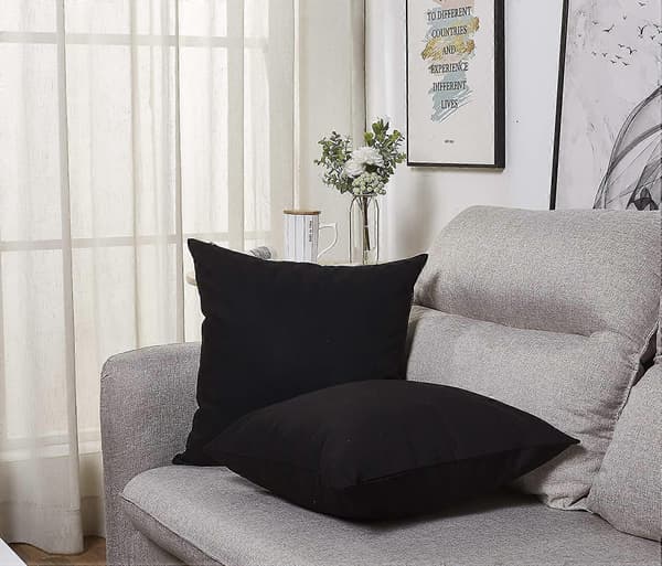 Håndlaget Solid 100% Bomull Canvas Putetrekk (x 18 \" av 2, Svart)_max