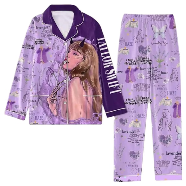Sleepwears Taylors The Swifts Pyjama Print 2-osainen setti Pitkähihaiset Lapellit Rennot Housut 1989 Pyjama-asu Style-8 Style-8 XXL