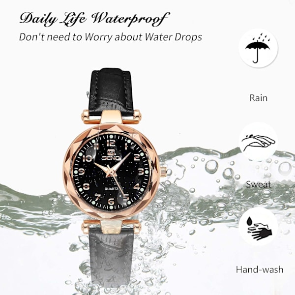 Damer Mode Ure Kvinder Rustfrit Stål Armbåndsur Elegant Læder Armbåndsur Analog Kvarts Damer Ur Kvinder Vært Ur Sort Black