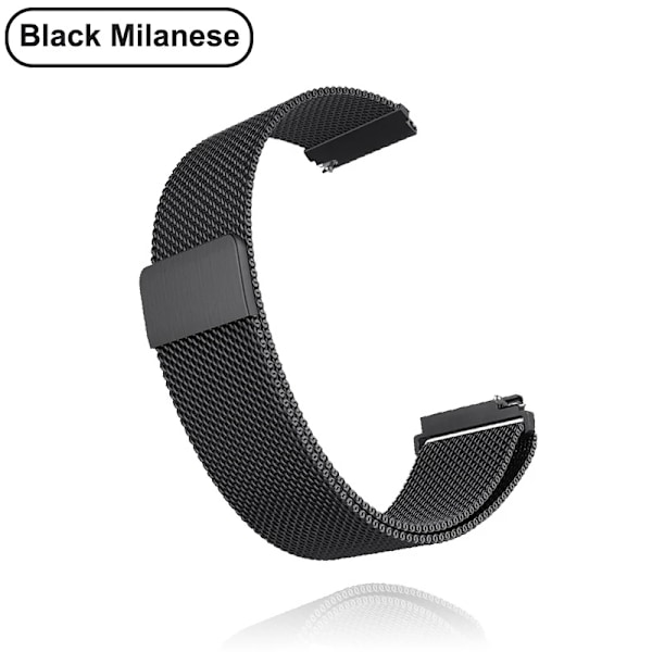 18 mm 20 mm 22 mm metalliremm Garmin Vivoactive 3 4 4s Band Watch Venu 2 2s SQ Forerunner 645 Armband Silikonögla Nylon handled Metal Black 22MM