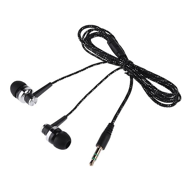 Snygga flätade linje stereomusik hörlurar för in-ear-headset utan mikrofonhörlurar Blå Blue