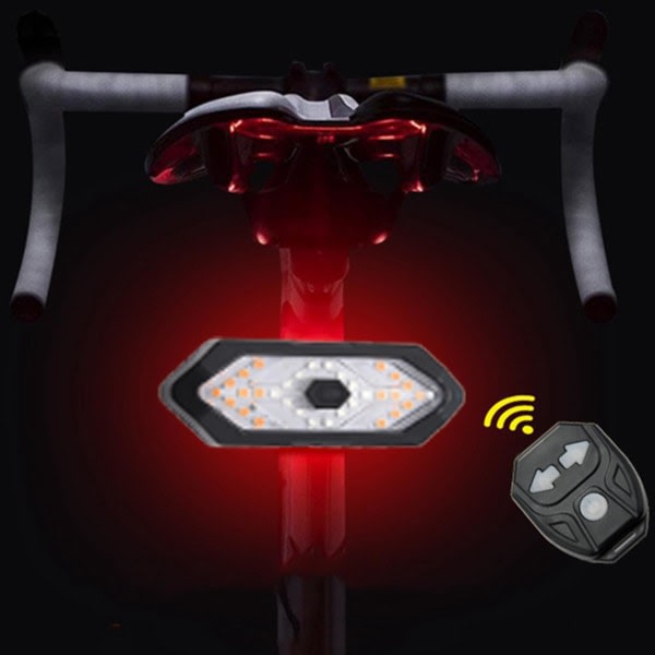 2x Cykelblinkers Fjärrkontroll Cykelriktningsvisare Led Bakljus USB Uppladdningsbar cykel