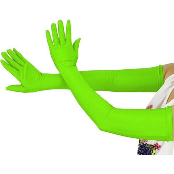 20,1 tum långa stretchspandexoperahandskar, över armbågen (svart) Fluorescent Green Large