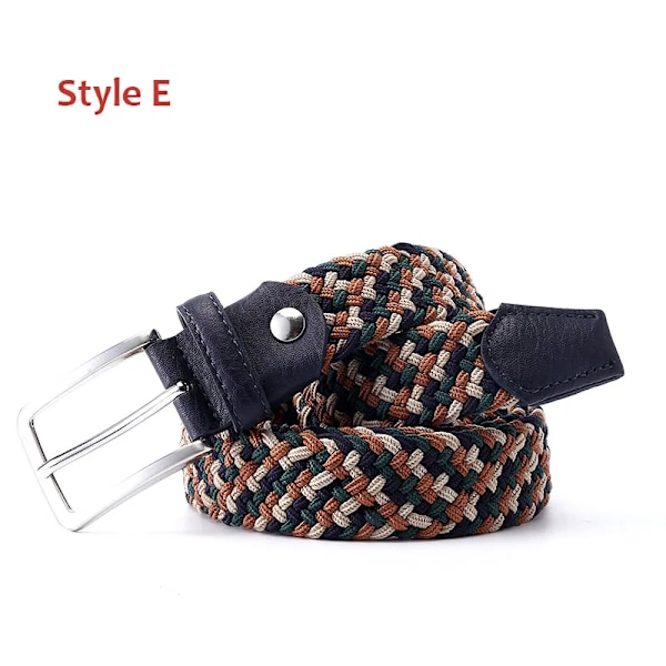 Stretchcanvas läderbälten för män Kvinna Casual Stickad Vävd Militär Taktisk rem Man Elastiskt Bälte för Byxor Jeans Style E