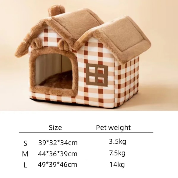 Pustemateriale Varm Plysj Kjæledyrseng Hus Avtakbar Vaskbar Myk Kattepute Kennel for Små Hunder Katter Kjæledyr Tilbehør Rosa S(39x32x34cm)