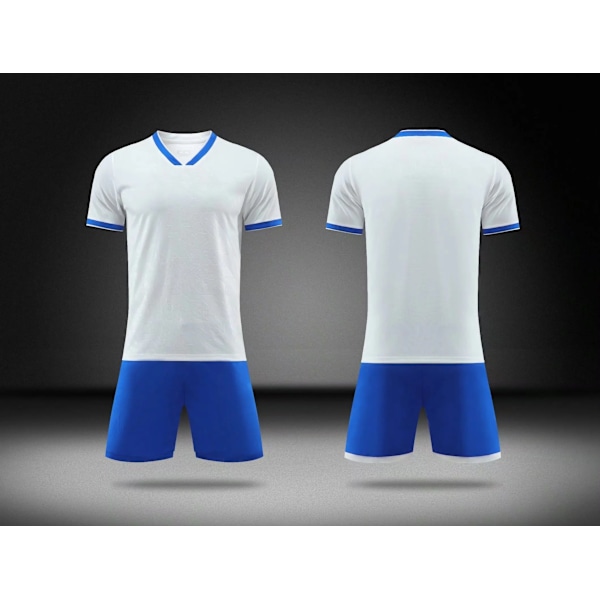 Fotbollströjeset: sportträningsdräkt, pojkar fotbollströja uniform, anpassad vuxendräkt, nummer, namn, logotyp, sponsor Vit XS White XS