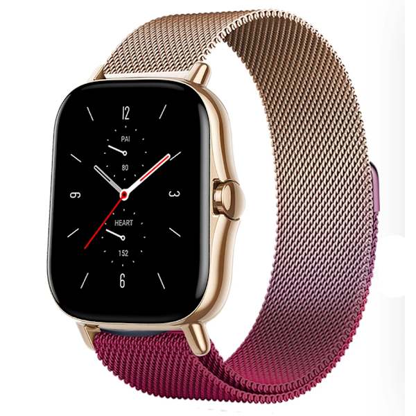 Magneettinen ranneke Amazfit GTS/4/2/2e/GTS2 Mini/3/GTR 4/3/2/47mm 20mm 22mm metalliverkko älykello Mesh Amazfit Bip 5 -hihna vaaleanpunainen violetti 20mm