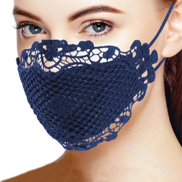 Kvinnor Kirurgisk Mask Tvättbar Svart Spets Vindtät Återanvändbar Purple SQBB