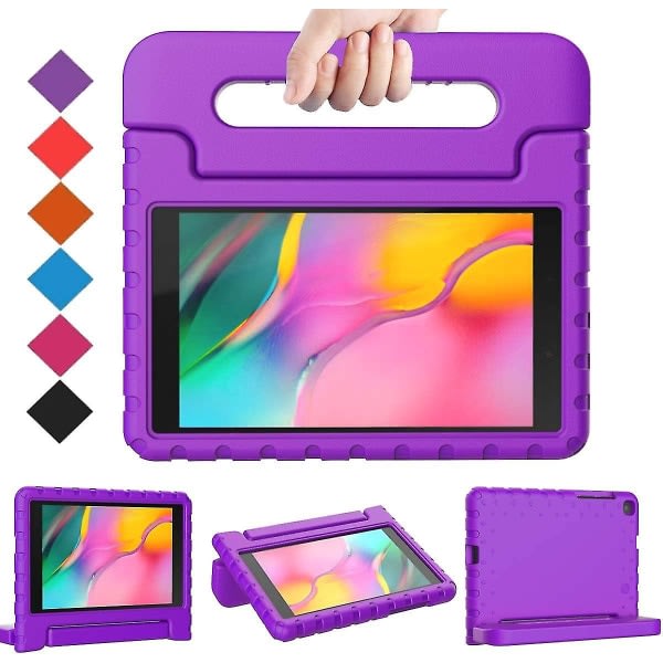 SQBB Samsung Galaxy Tab A 8.0 2019 Case Sm-t290/t295, Galaxy Tab A 8.0 Case 2019, Stötsäkert Lättviktsskyddande handtagsställ Case Compa Lila ingen