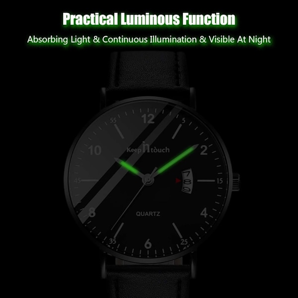 Herrarmbandsur Vattentätt Analog Kvartsur för Män Casual Luminous Watch Enkel Design Armbandsur Datumkalender Klockor, Vit Brun, L
