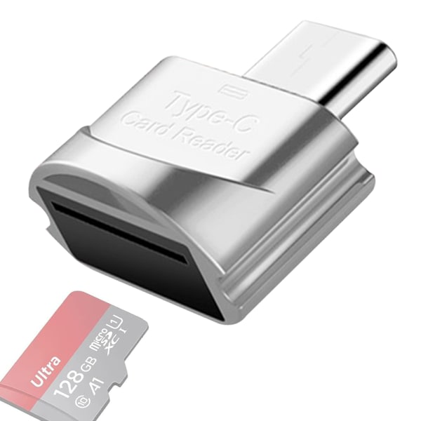CQBB TypeC Portable Card Reader - Silver.Card-läsaradapter kompatibel med Macbook och Type C-gränssnittssmartphones